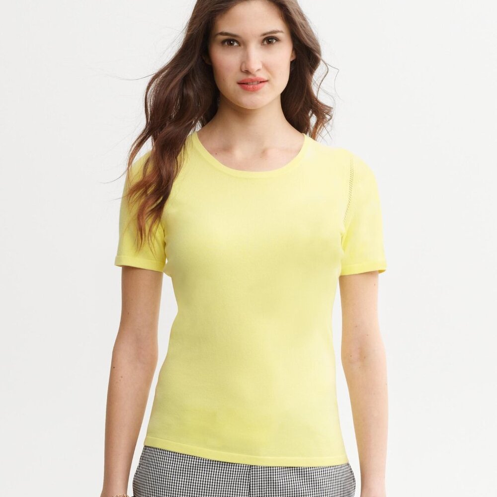 Banana Republic Mad Men Canary Yellow Short Sleeve Sweater Size M